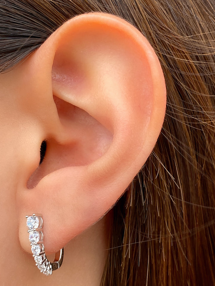 Par Arracada Rectangular Con Zirconias