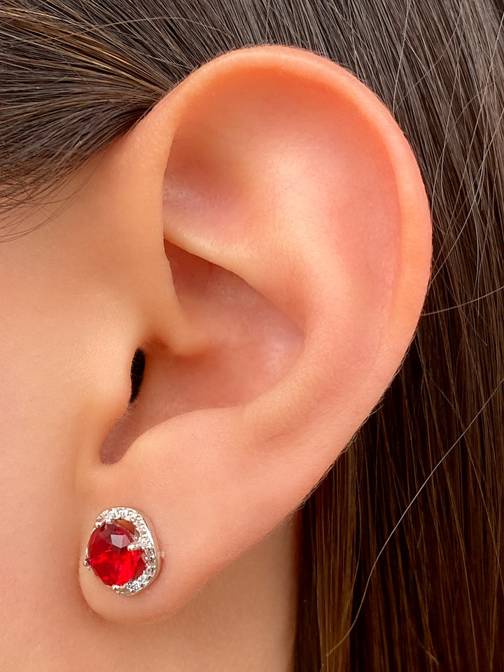 Par Arete Circular Plateado Ondulado Con Zirconias