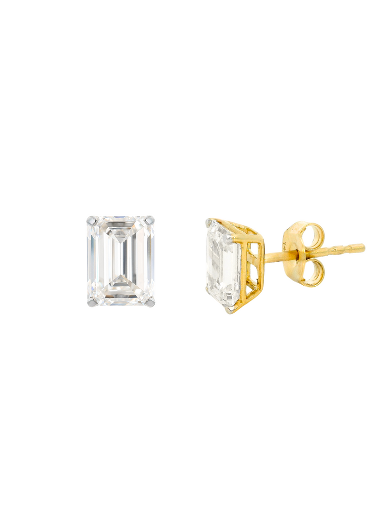 Par Aretes 2 Ct Corte Esmeralda Diamantes Lab Grown