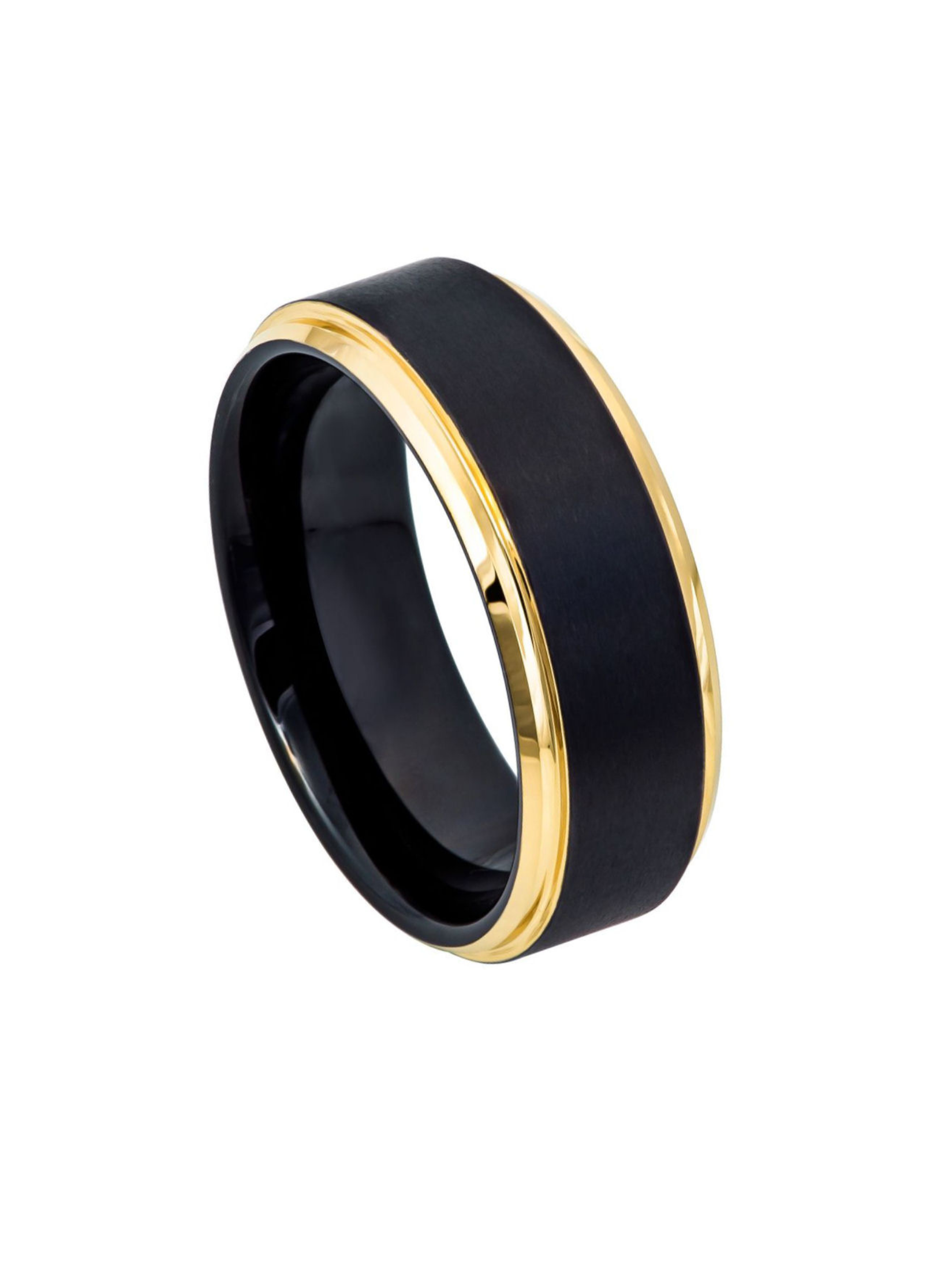 Anillo Negro con Borde Dorado 6 mm LORENZA
