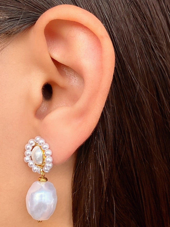 Par Arete Sol De Perlas Y Dije