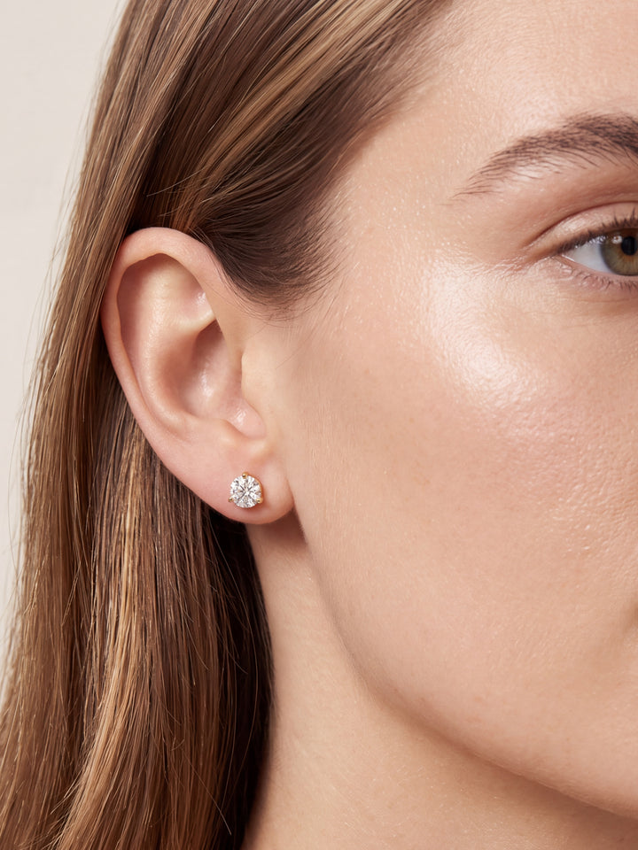 Par Arete Diamantes Lab-Grown Solitario Corte Redondo 3 Ct