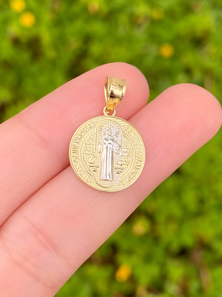 Dije San Benito Combinado 14 mm Oro 14k