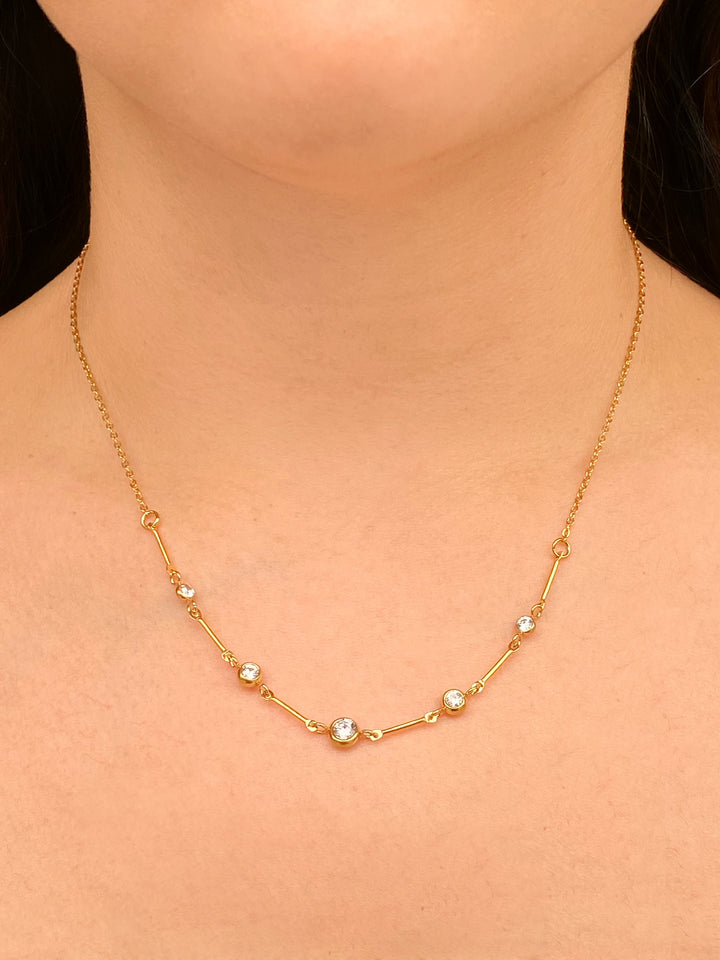 Collar Eslabones Largos Con Zirconias