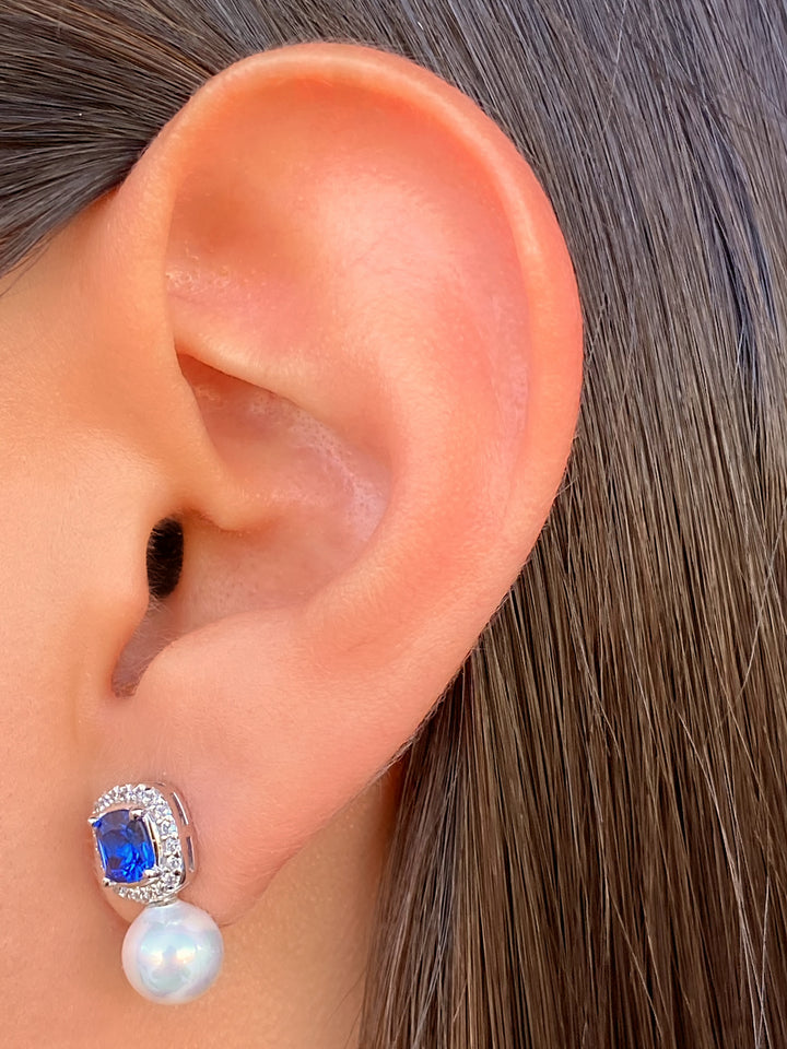 Par Arete Cuadrado Con Perla