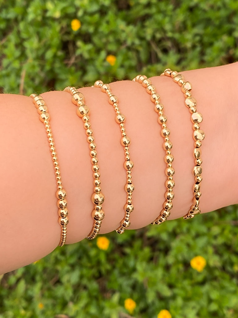Pulseras Bolitas Intercaladas Gold Filled