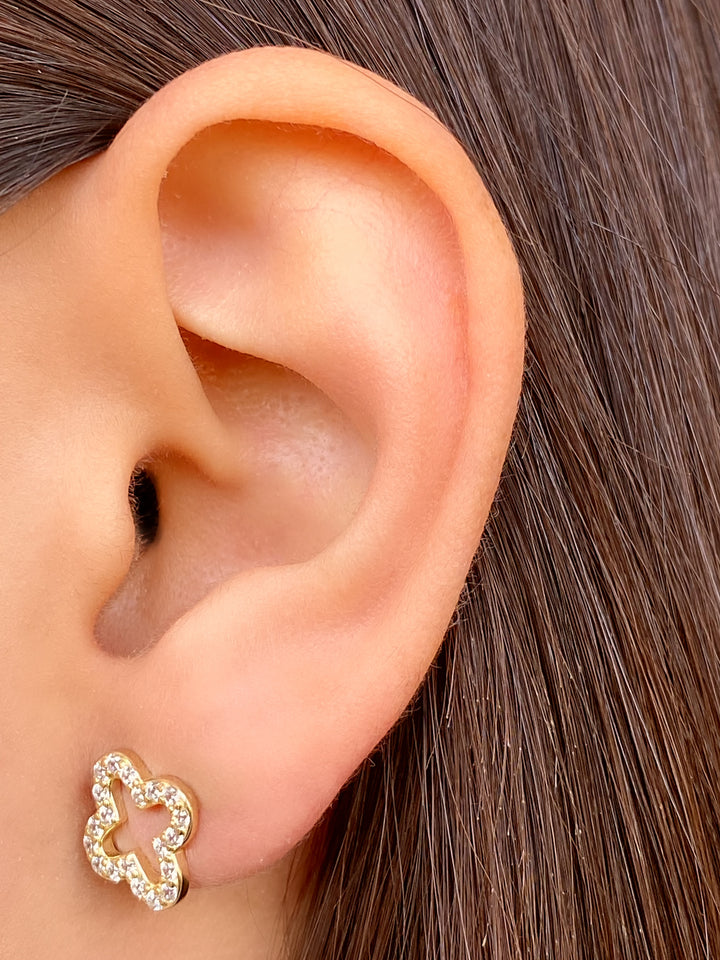 Par Arete Contorno Trebol Zirconia
