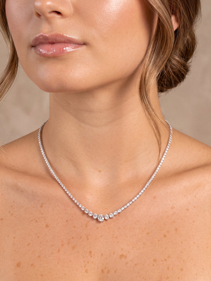 Riviera Tennis Necklace Corte Round 7 Ct Diamantes Lab Grown