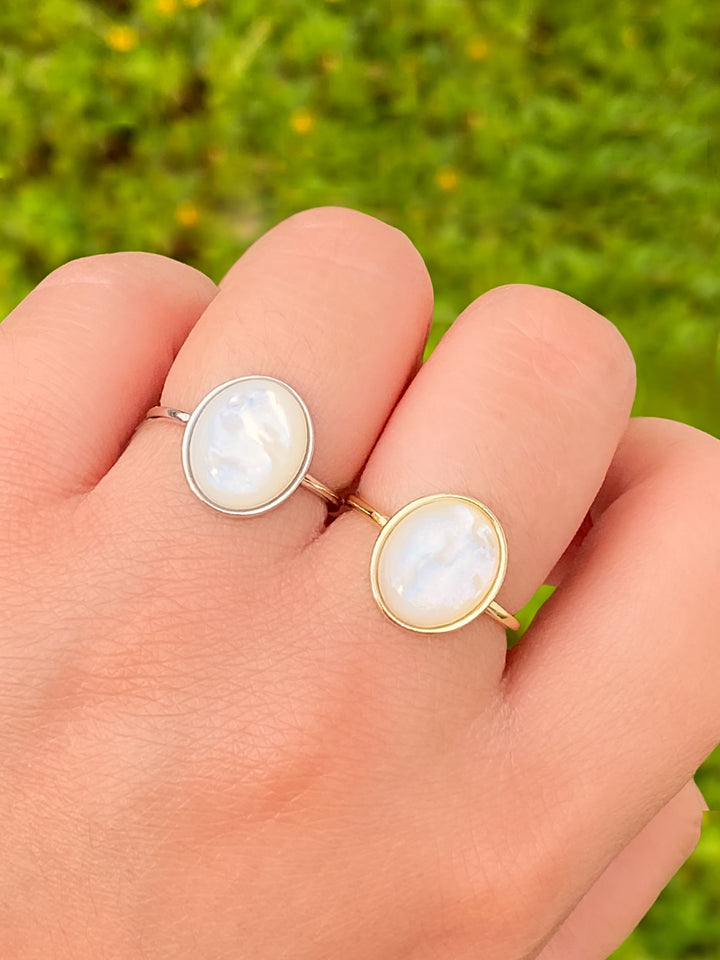 Anillo Piedra Madre Perla Ovalada