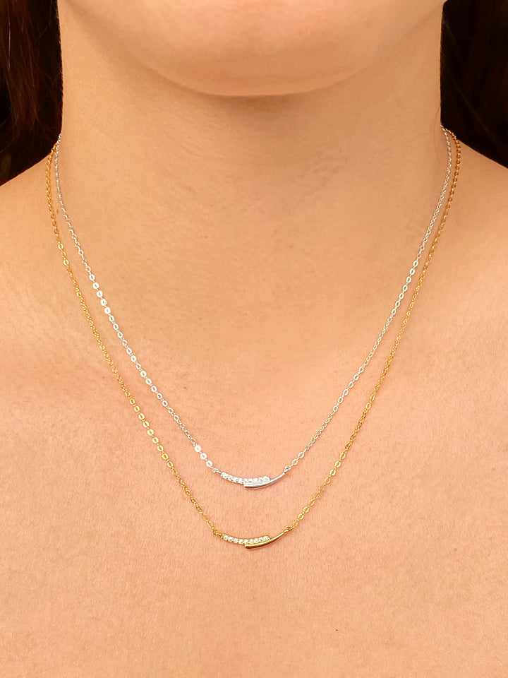 Collar Con Doble Linea Zirconias