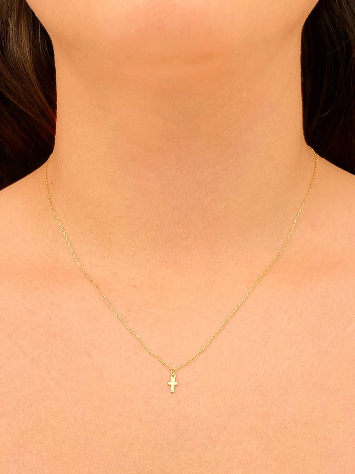 Collar Dije Mini Cruz Oro 14k