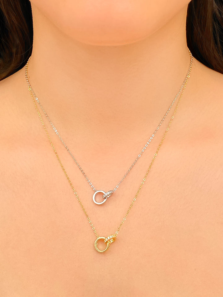 Collar Dos Circulos Zirconia Enlazados