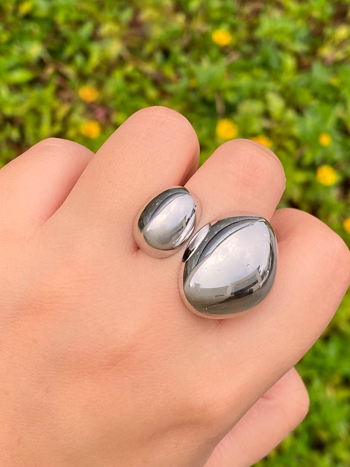 Anillo Abierto Doble Ovalo Chunky