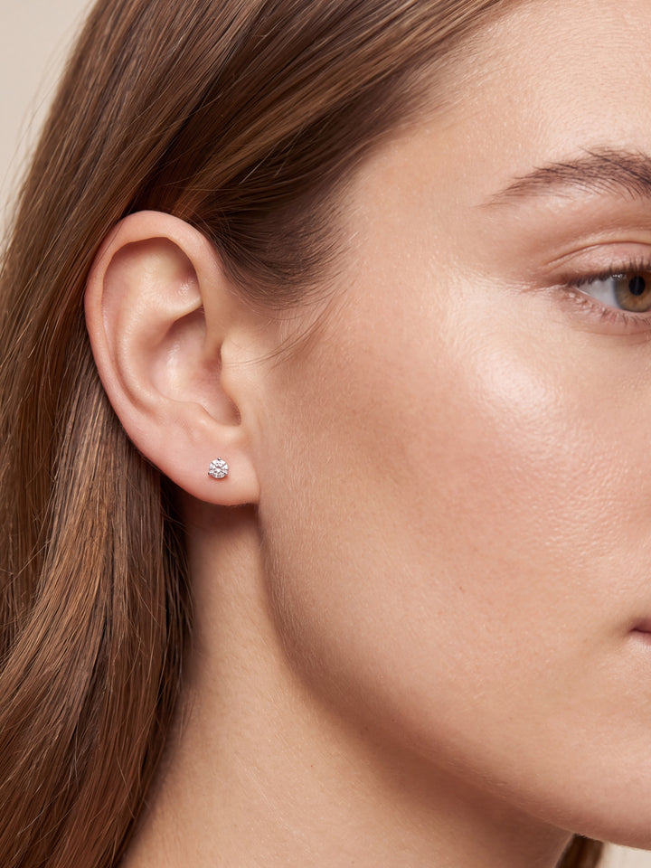 Par Arete Diamantes Lab-Grown Solitario Corte Redondo 0.5 Ct