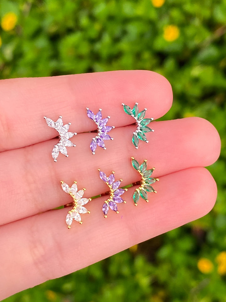 Arete Ala Zirconia Primera Perforacion Acero Inoxidable