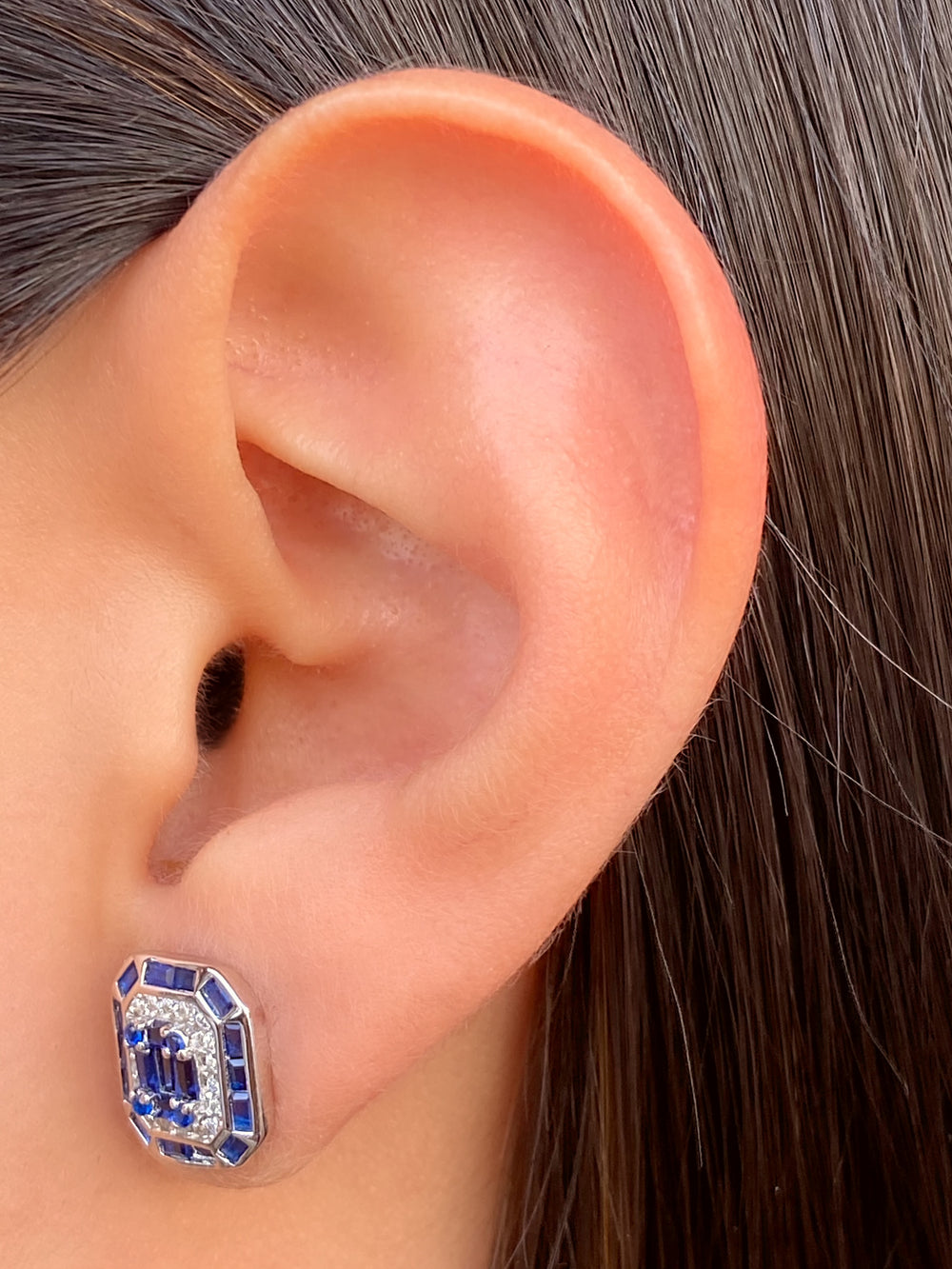 Par Arete Cuadrado Con Baguettes Colores