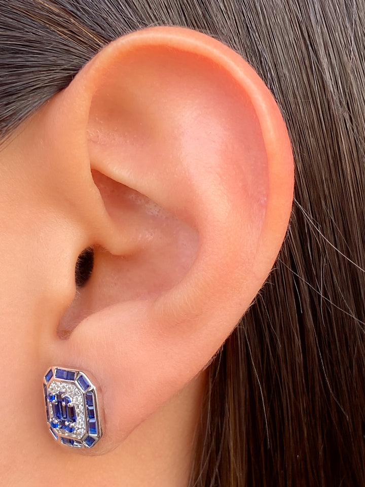 Par Arete Cuadrado Con Baguettes Colores