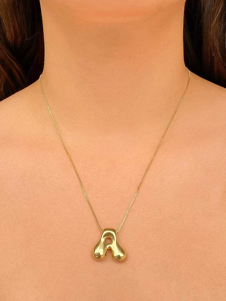 Collar Inicial Bubble Dorado