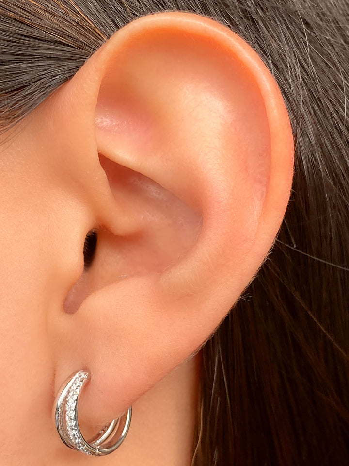 Par Arracada Doble Lisa y Zirconias