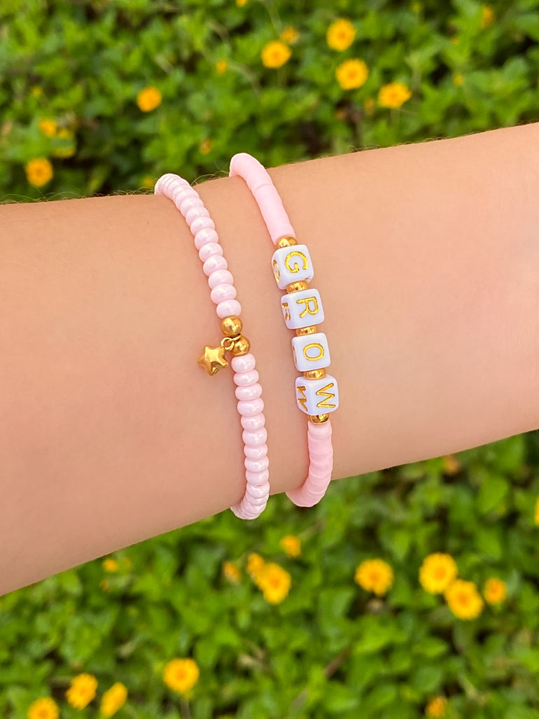 Set Pulseras Estrella y Grow Rosa