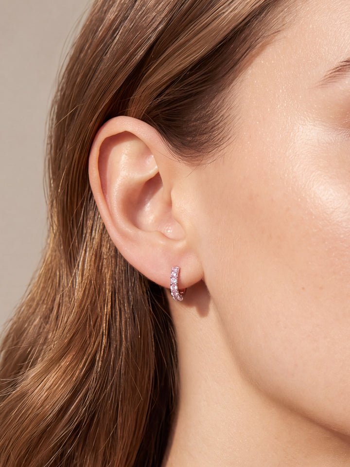 Par Arracada Zirconias Birthstone Plateada