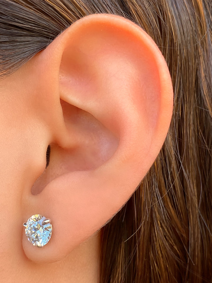 Par Aretes 3 Ct Round Diamantes Lab Grown