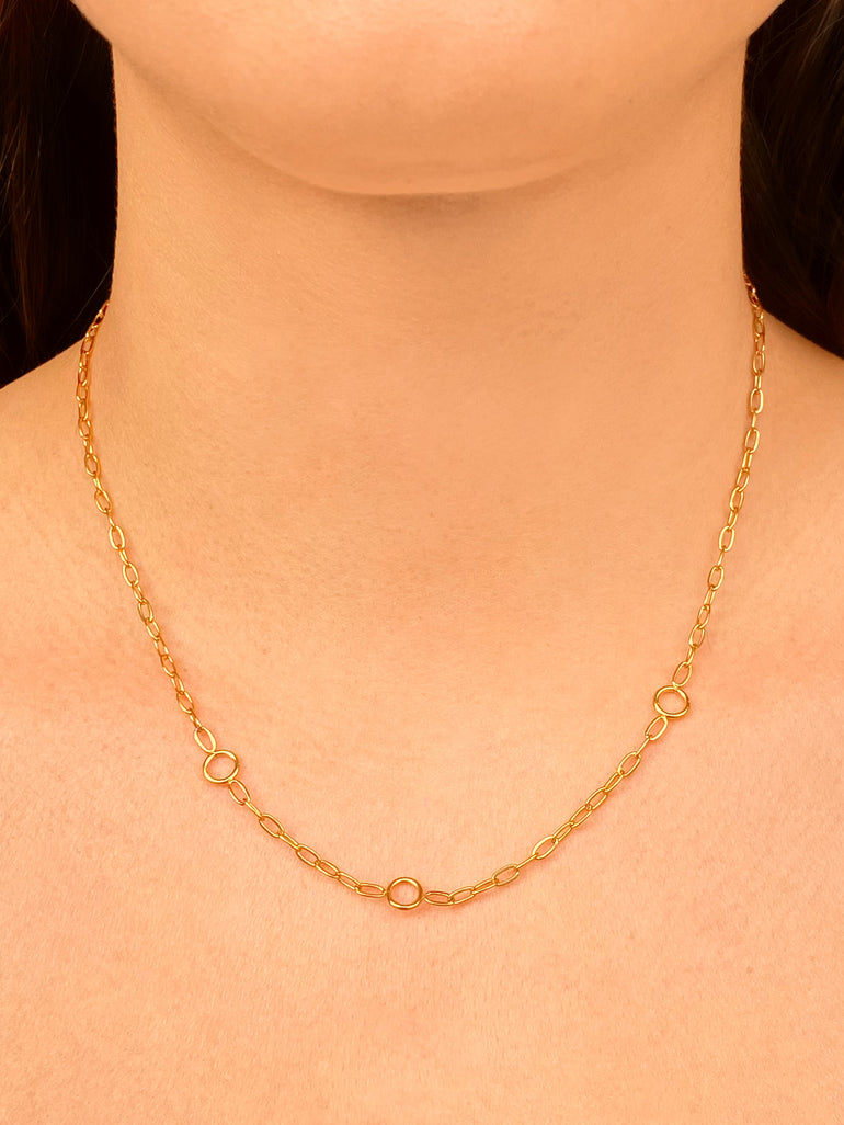 Collar Eslabon Ovalado Con Tres Circulos