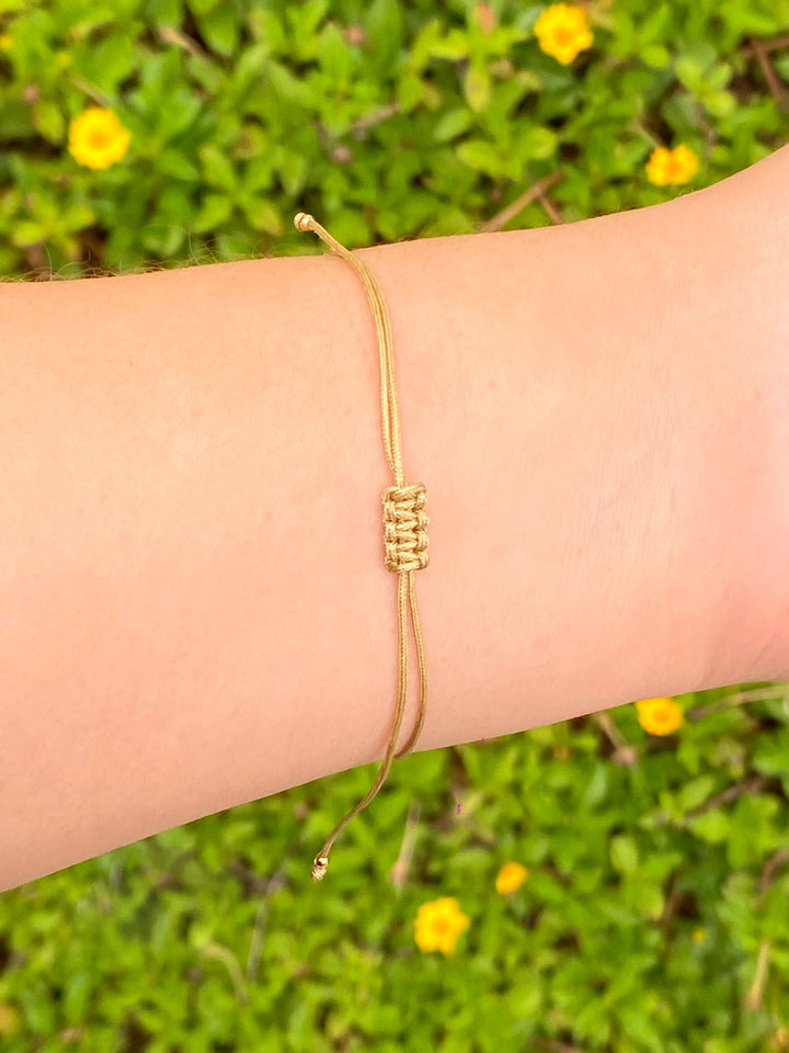 Pulsera Hilo Cafe Con Perlas Y Bolitas