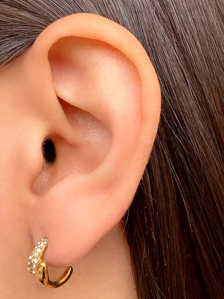 Par Arete Doble Gota Cruzado Zirconias