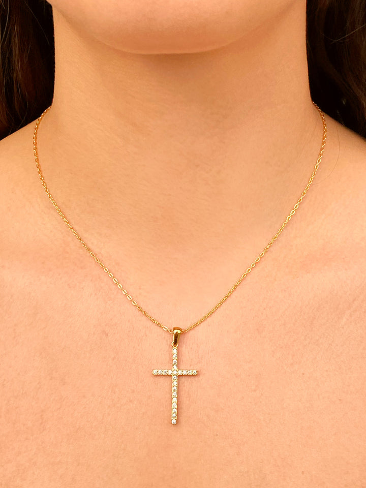 Collar Con Dije Cruz Zirconias