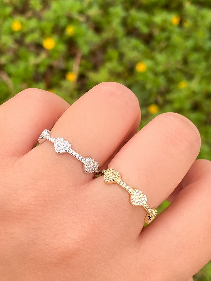 Anillo Tres Corazones Zirconias