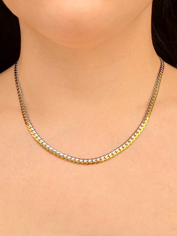 Collar Eslabon Espiga Planchado Combinado