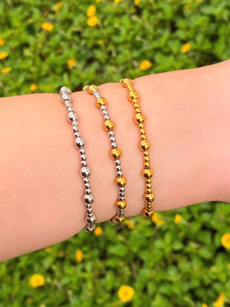 Pulsera Bolitas Intercaladas 3 mm y 5 mm