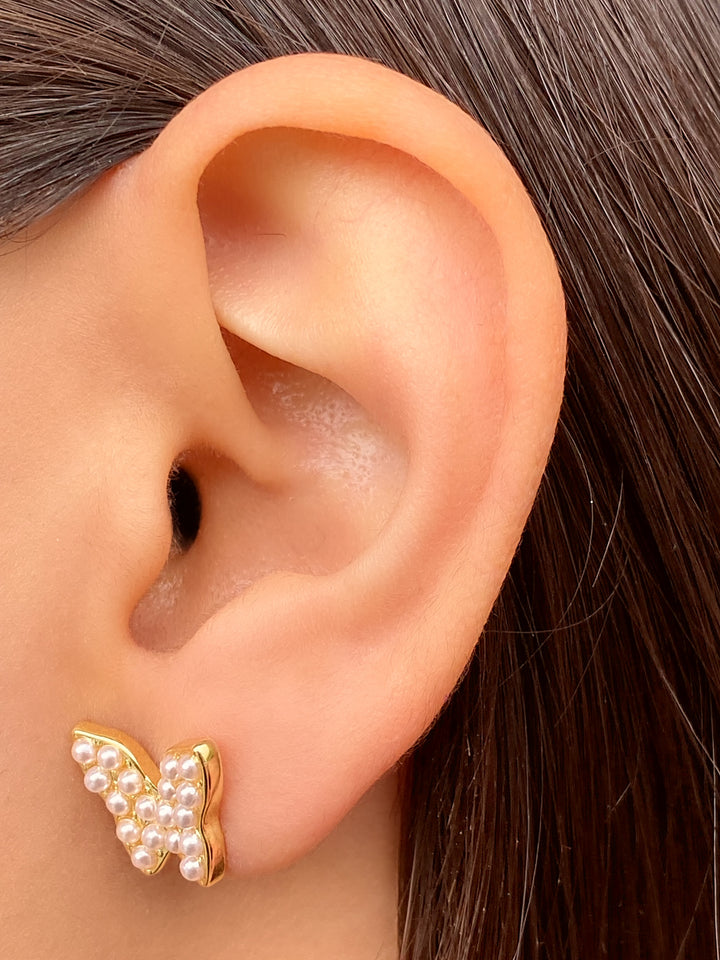 Par Arete Mariposa Con Perlitas