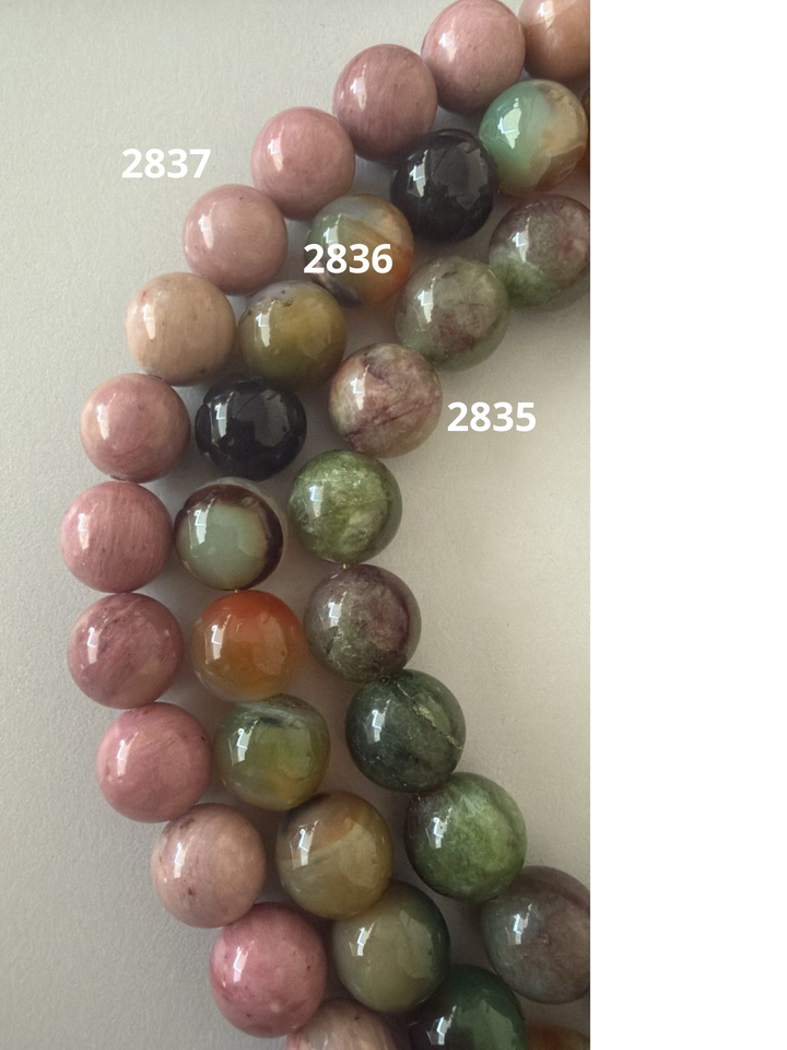 Collar Bolitas Piedra Natural 12 mm