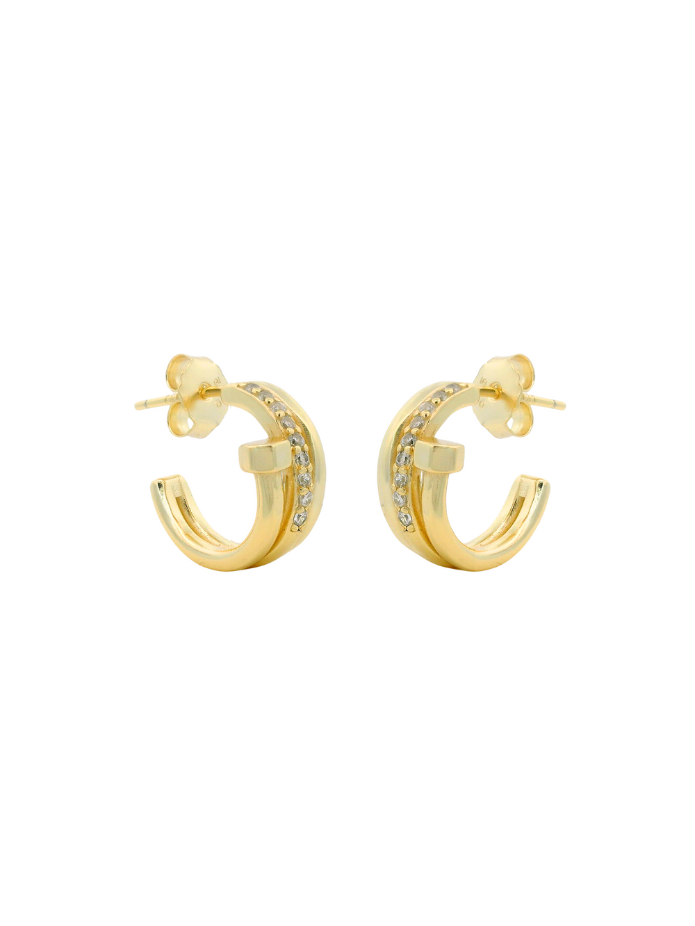 Par Arracada Doble Con Clavo Zirconias