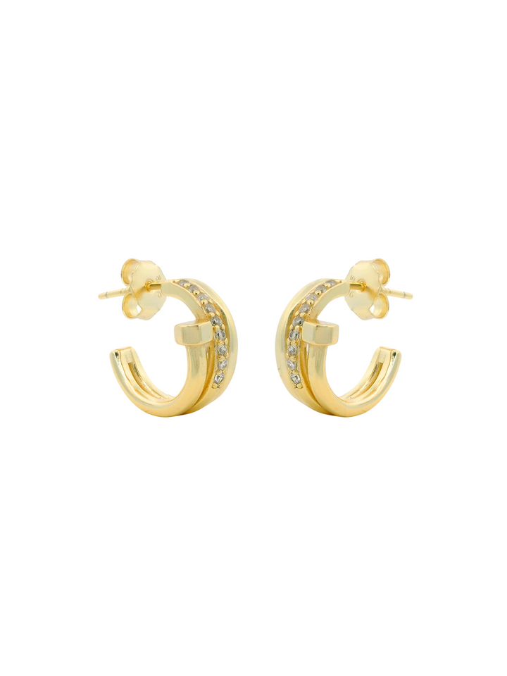 Par Arracada Doble Con Clavo Zirconias