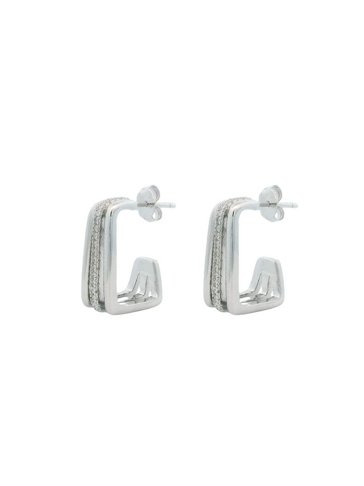 Par Arracada Rectangular Triple Con Zirconias