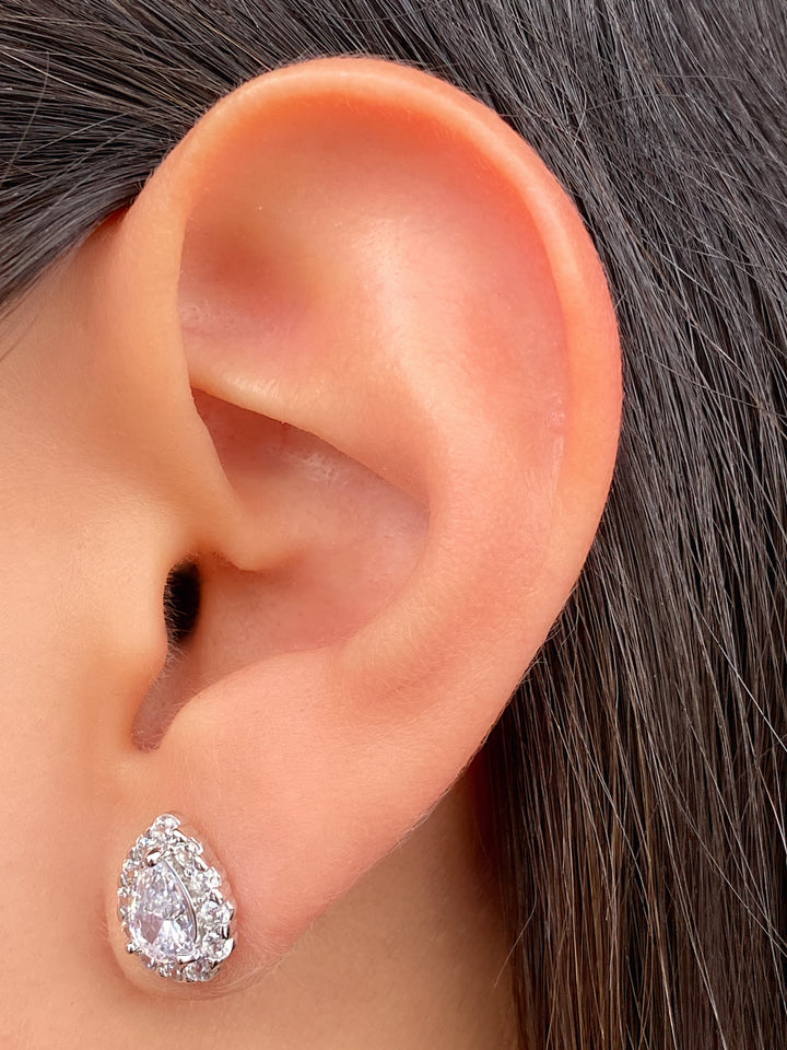 Par Arete Mini Gota Baguette Con Zirconias