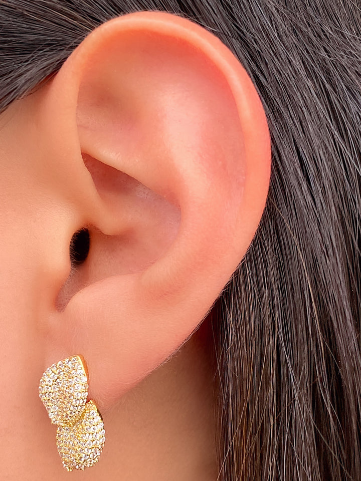 Par Arete Doble Hoja Zirconia