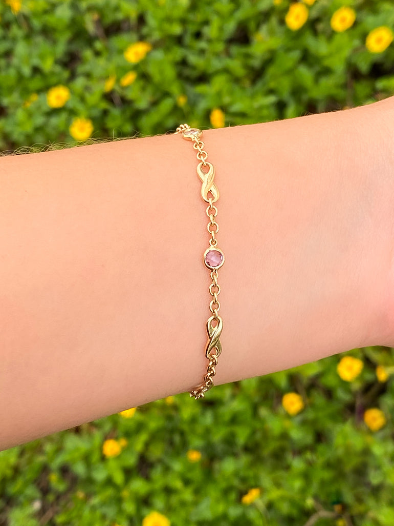 Pulsera Piedras Colores Con Infinitos Oro 14k