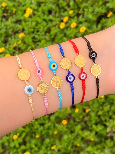 Pulsera Hilo Con Ojo Y San Benito
