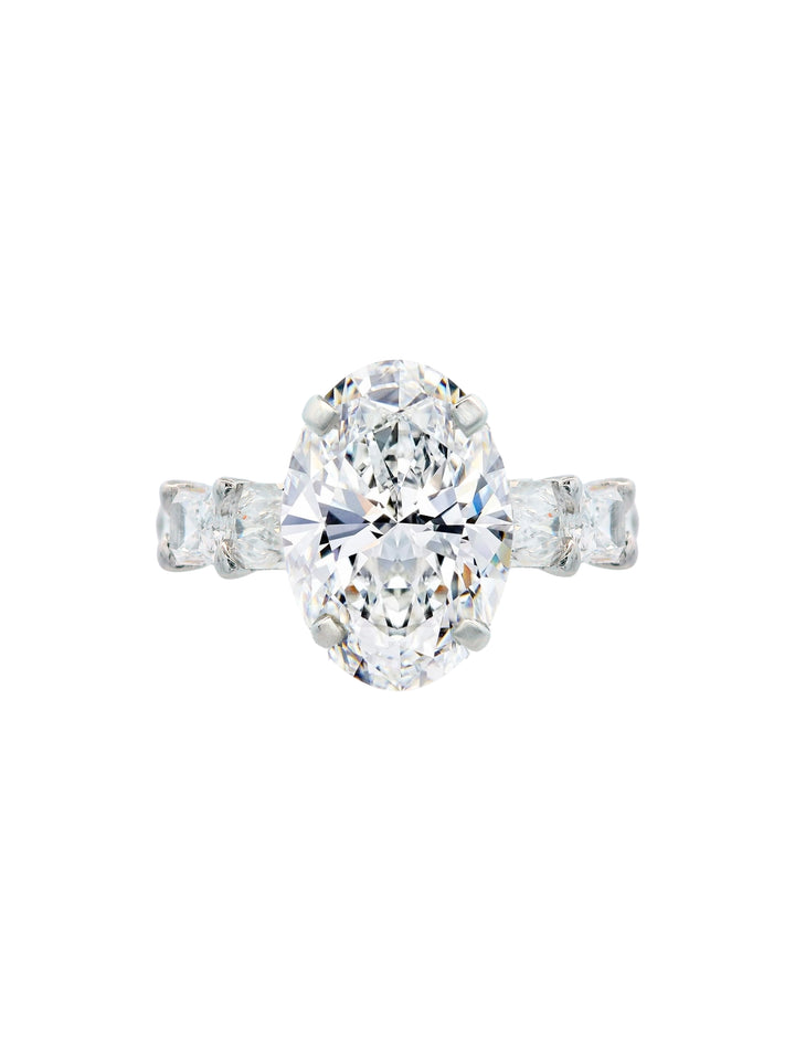 Anillo de Compromiso Oval Pavé 3.1 Ct Diamantes Lab Grown