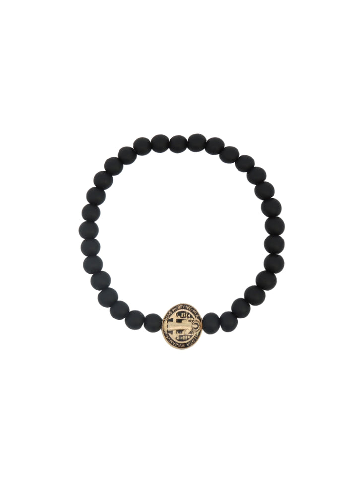 Pulsera Bolitas Negras Dije San Benito