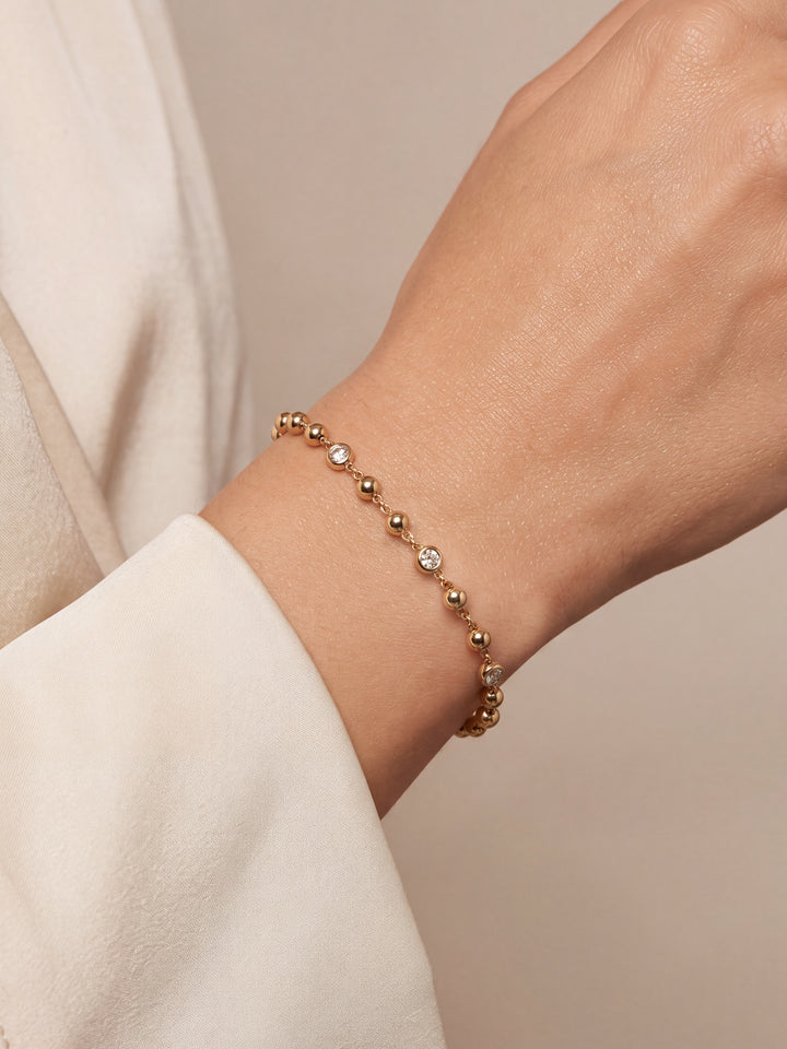 Pulsera Bolitas Y Zirconias Bisel