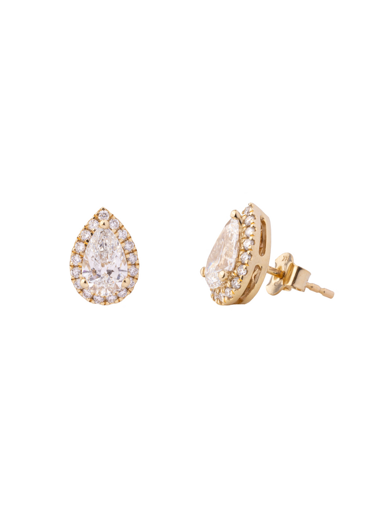 Par Arete Gota Halo Oro 14k 2.43 Ct Diamante Lab Grown