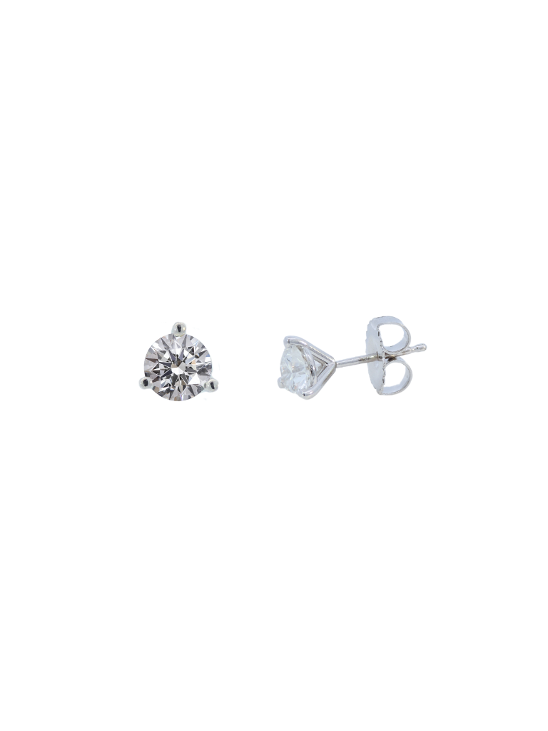 Par Aretes 1 Ct Round Diamantes Lab Grown