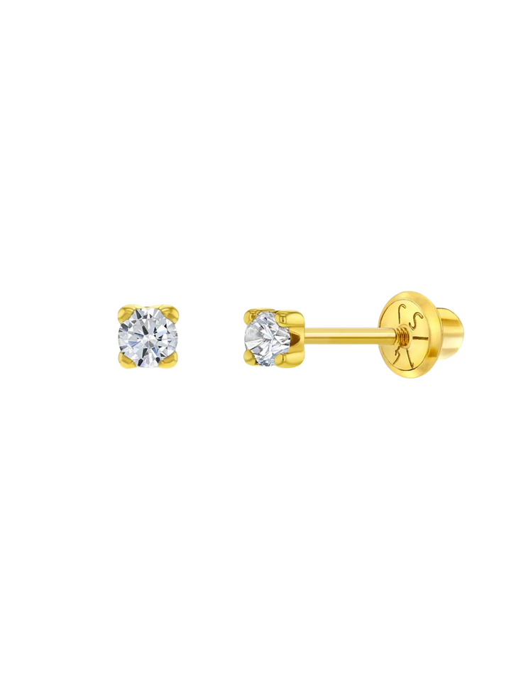 Arete Broquel Diamante Oro 14k