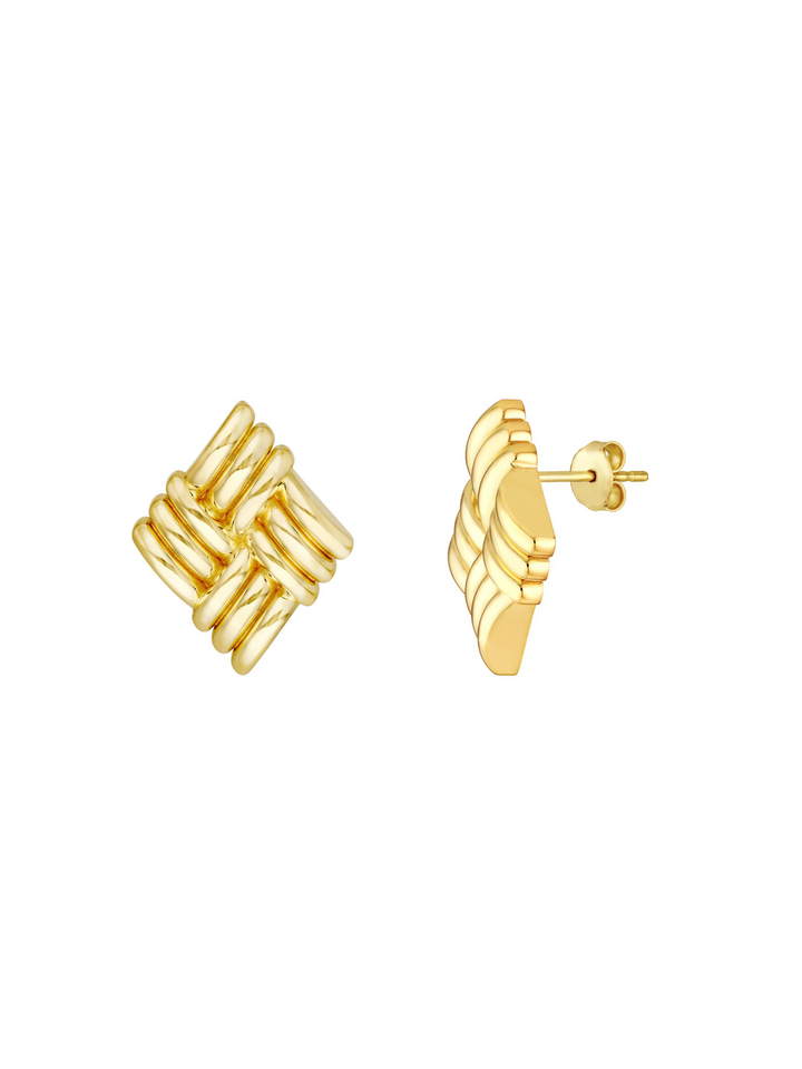 Par Arete Rombo Tejido Oro 14k
