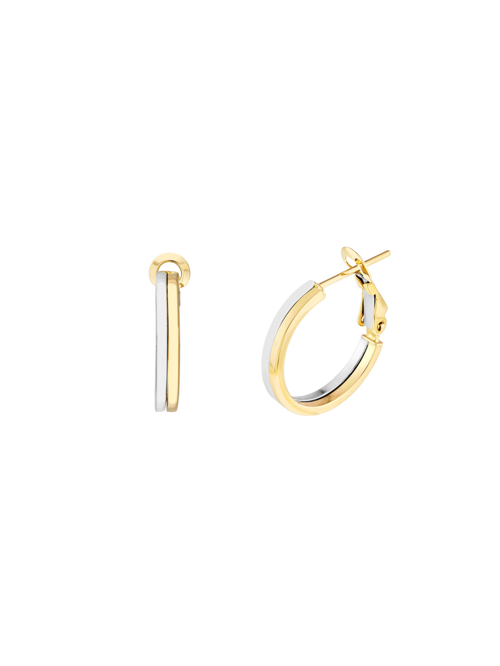 Par Arracada Doble Combinada Oro 14k